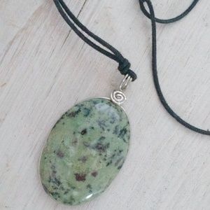 AGATE Stone Pendant on Long Cord
